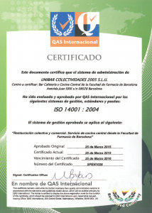 Certificado ISO 14001 2004 - Farmacia